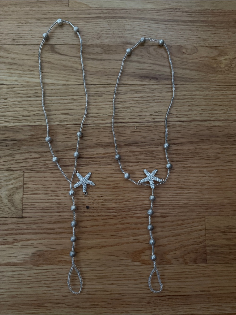 Silver Starfish Beaded Necklace/lanyard